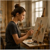 Young artist painting